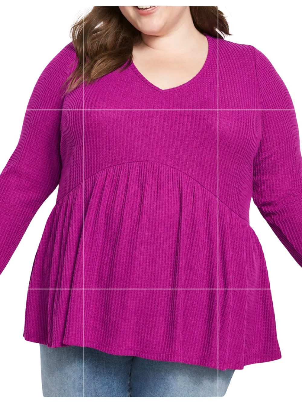 Lane Bryant NWT Pearberry V-Neck Babydoll L/S
 Max Swing Hacci Top Size 26/28